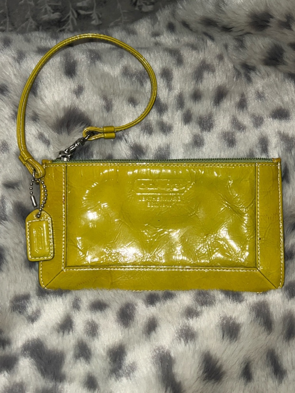 Coach Patent Leather Lime Green Wristlet